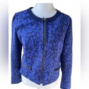 Gap Size 6 Violet Blue Leopard Print Jacket With Zipper